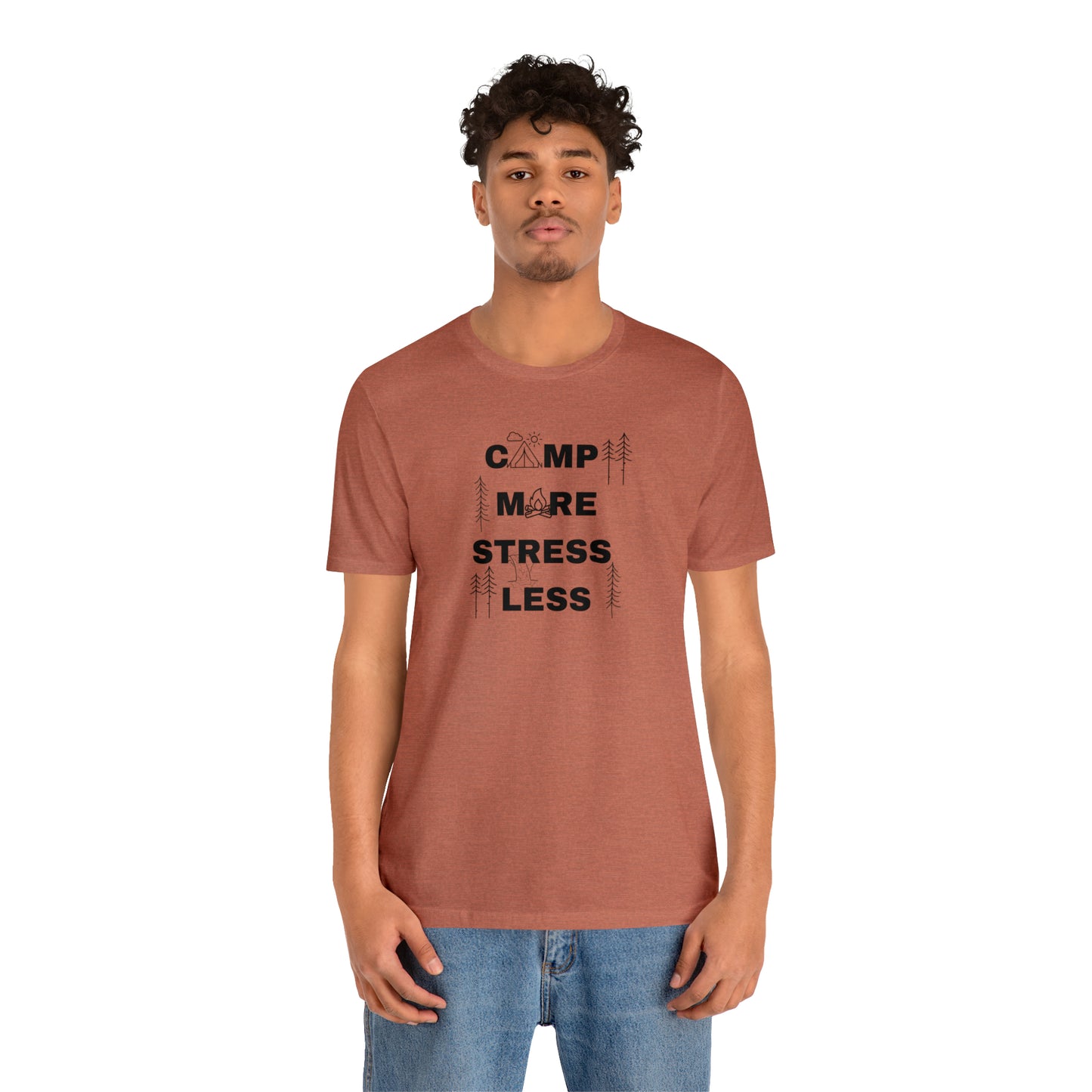 Camp More Stress Less Unisex Jersey Short Sleeve Tee