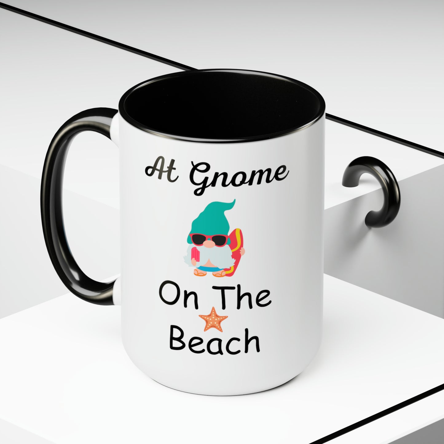 At Gnome On The Beach Two-Tone Coffee Mugs, 15oz